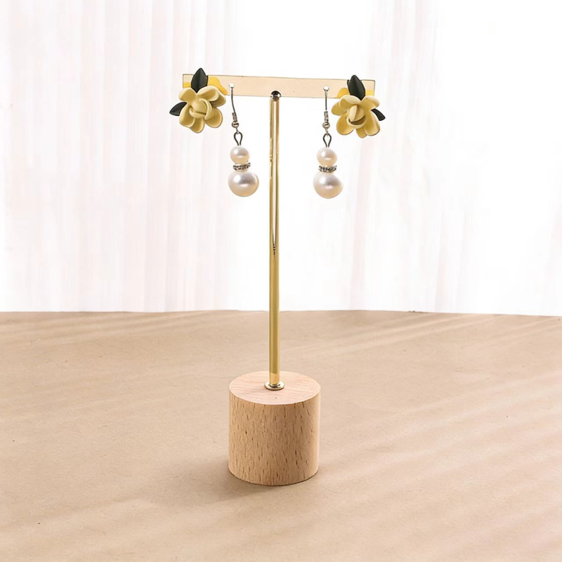 Drveni stalak za nakit – sastavljeni stolni organizator za lančiće, privjeske i naušnice, retro umjetnički stil, s jednim nivoom