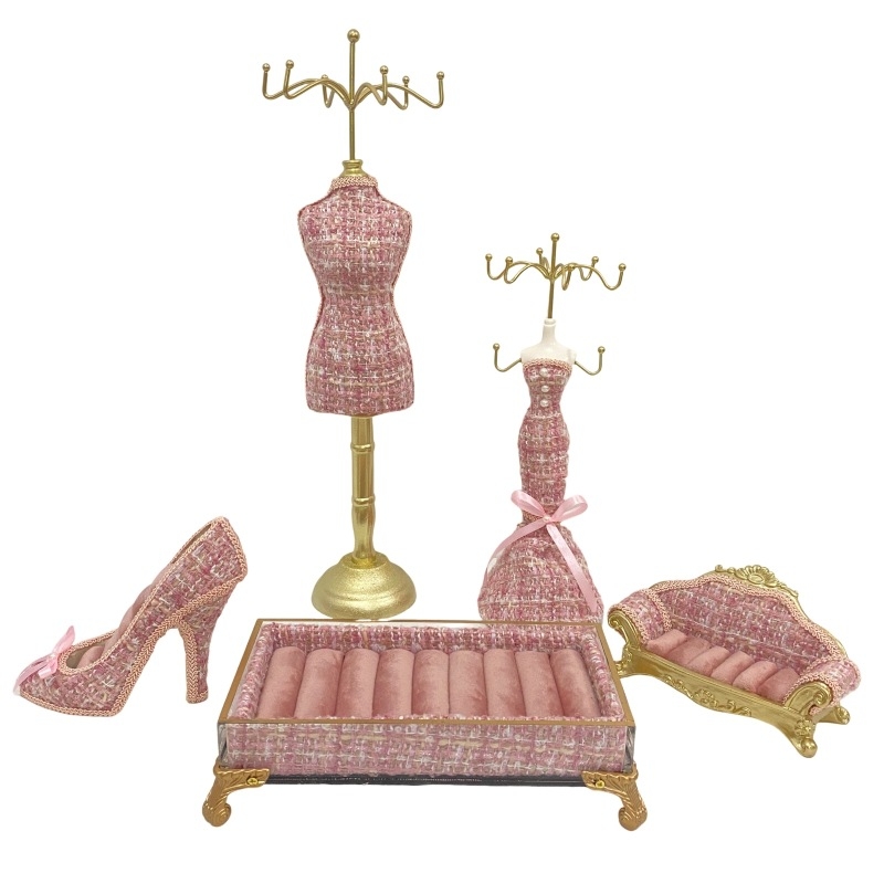 Стойка за бижута във формата на Барби кукла — синтетична смола, кадифено покритие, железна изработка; Nishang оригинал, Yiwu