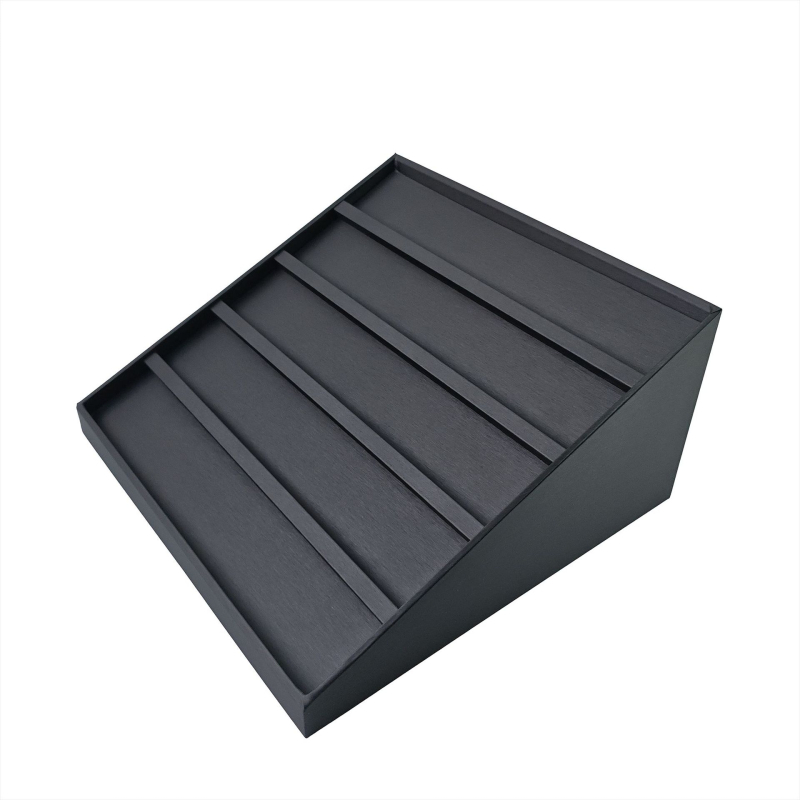 Suport trapezoidal pentru amulete Buddha Thangka, cu design în etaje verticale, pentru bijuterii și ochelari, din MDF cu finisaj din piele