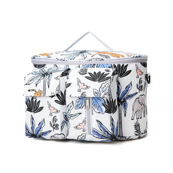 Geantă pentru cărucior de tip agățat, cu model floral, material Oxford, impermeabilă, căptușită cu poliester