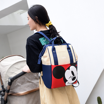 Rucsac pentru mame și bebeluși, cu imprimeu animal, stil urban minimalist, material nylon, căptușeală poliester, extinde capacitatea, curea de umăr curbată