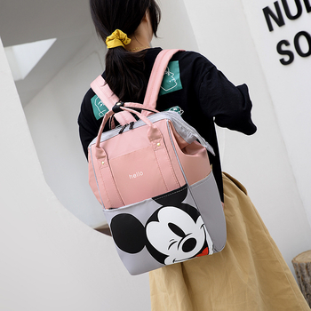 Rucsac pentru mame și bebeluși, cu imprimeu animal, stil urban minimalist, material nylon, căptușeală poliester, extinde capacitatea, curea de umăr curbată