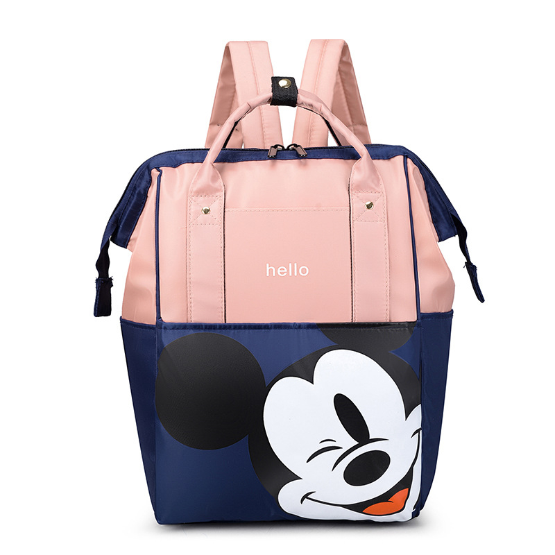 Rucsac pentru mame și bebeluși, cu imprimeu animal, stil urban minimalist, material nylon, căptușeală poliester, extinde capacitatea, curea de umăr curbată