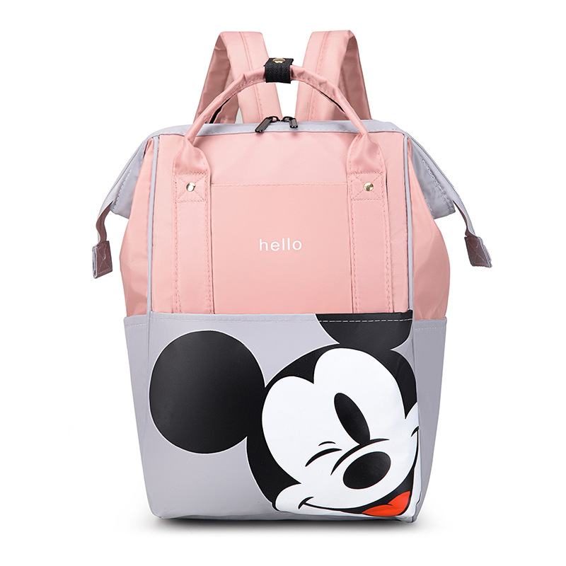 Rucsac pentru mame și bebeluși, cu imprimeu animal, stil urban minimalist, material nylon, căptușeală poliester, extinde capacitatea, curea de umăr curbată
