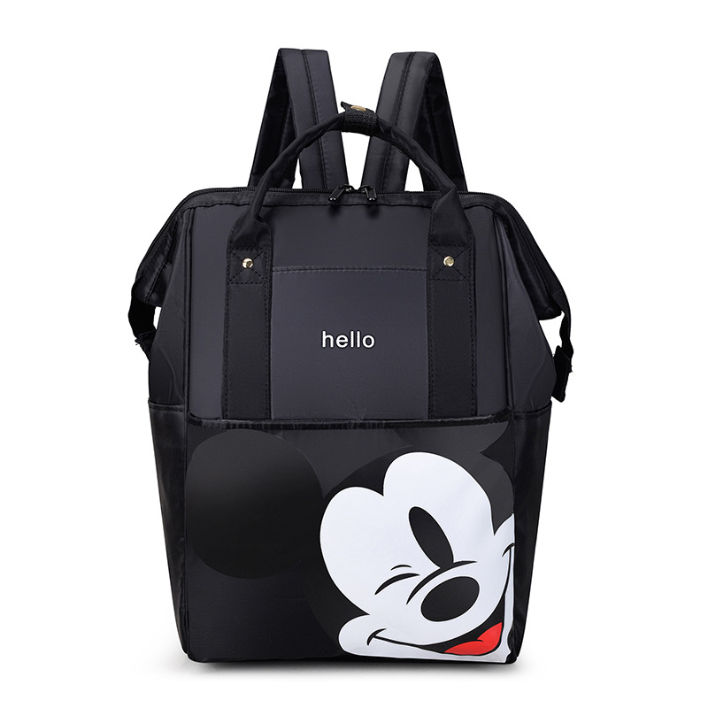 Rucsac pentru mame și bebeluși, cu imprimeu animal, stil urban minimalist, material nylon, căptușeală poliester, extinde capacitatea, curea de umăr curbată