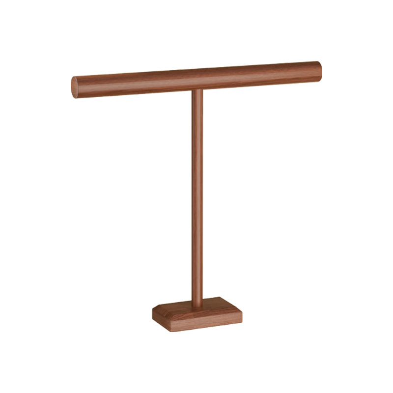 Дървен дисплей за бижута – настолен държач за гривни и огърлици, 1 ниво, прост модерен стил