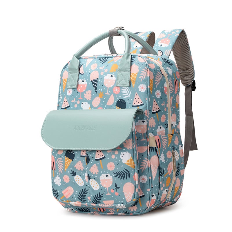 Раница за майчинство и бебе с геометричен принт, лека и износоустойчива, от оксфорд плат, подплата от полиестер, презрамки с въздушна възглавница