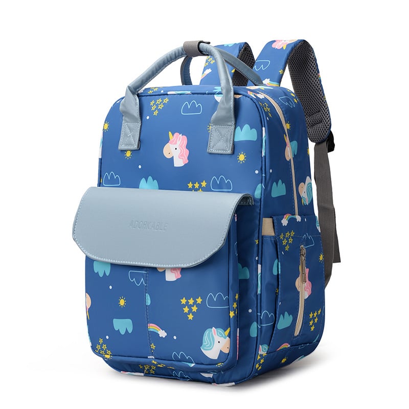 Раница за майчинство и бебе с геометричен принт, лека и износоустойчива, от оксфорд плат, подплата от полиестер, презрамки с въздушна възглавница