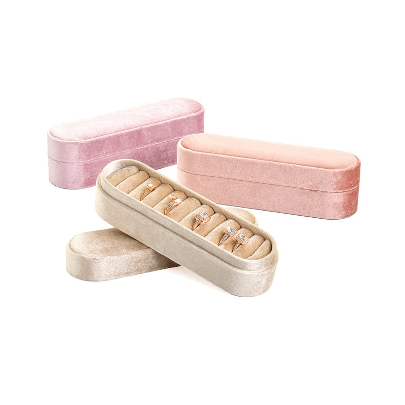 Кадифена кутия за бижута за пръстени и обици, Love is like honey, мултифункционален настолен организатор, прахо- и влагоустойчивa, едноетажна