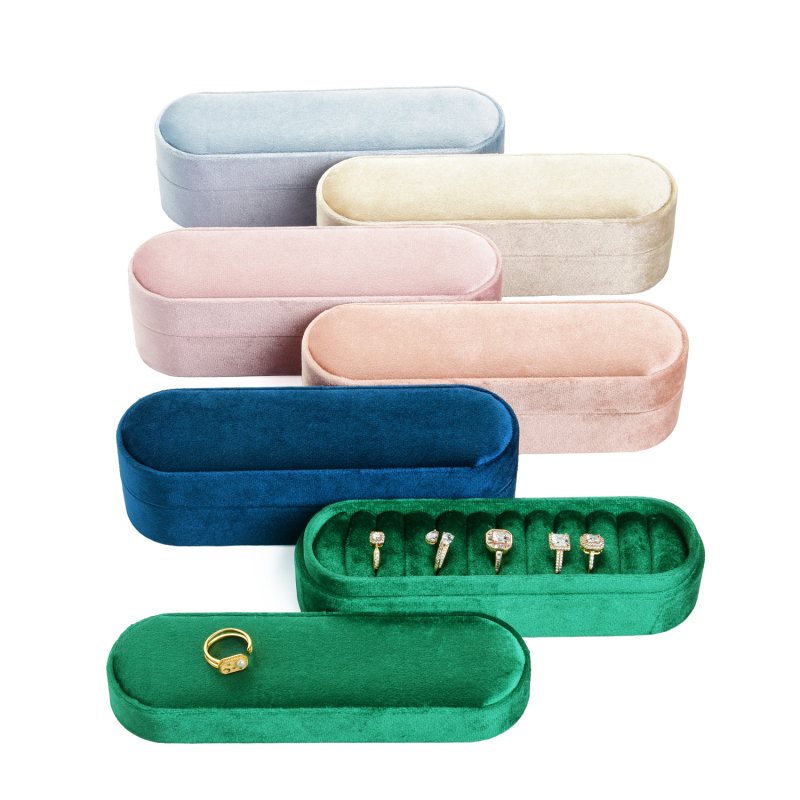 Кадифена кутия за бижута за пръстени и обици, Love is like honey, мултифункционален настолен организатор, прахо- и влагоустойчивa, едноетажна