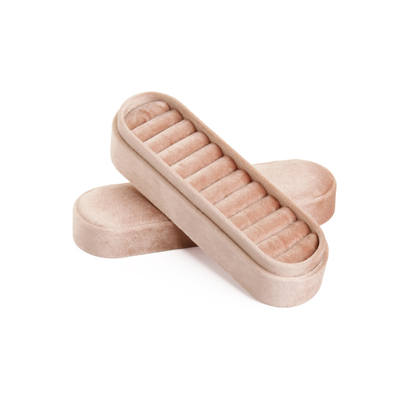 Кадифена кутия за бижута за пръстени и обици, Love is like honey, мултифункционален настолен организатор, прахо- и влагоустойчивa, едноетажна