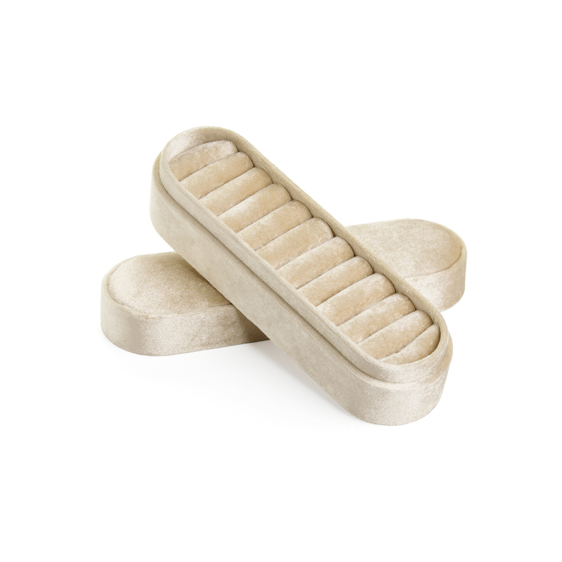 Кадифена кутия за бижута за пръстени и обици, Love is like honey, мултифункционален настолен организатор, прахо- и влагоустойчивa, едноетажна