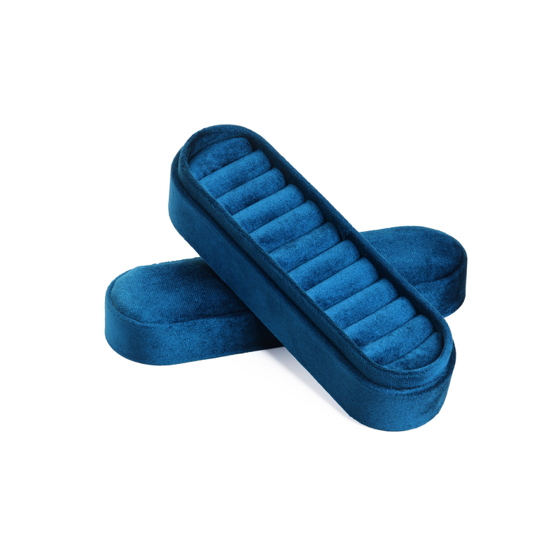 Кадифена кутия за бижута за пръстени и обици, Love is like honey, мултифункционален настолен организатор, прахо- и влагоустойчивa, едноетажна