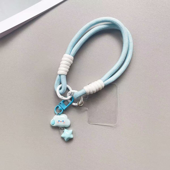 Κορδόνι για κινητό, unisex σχέδιο, πολυεστερικό σχοινί, πλαστικό κούμπωμα, σχέδιο με σύννεφα και αστέρια και χαμογελαστό μοτίβο