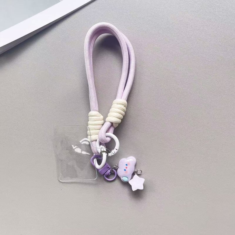 Κορδόνι για κινητό, unisex σχέδιο, πολυεστερικό σχοινί, πλαστικό κούμπωμα, σχέδιο με σύννεφα και αστέρια και χαμογελαστό μοτίβο