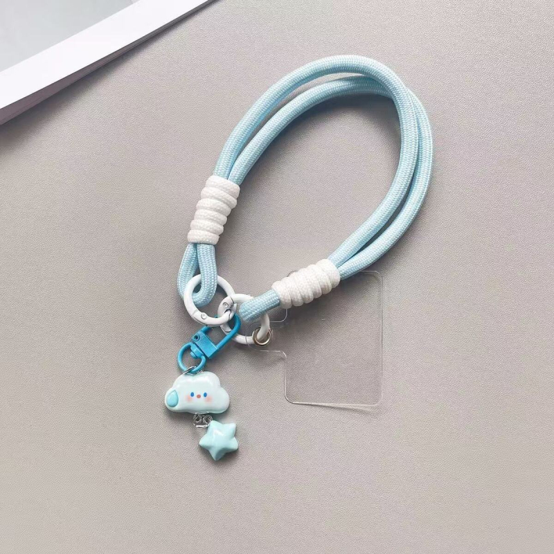 Κορδόνι για κινητό, unisex σχέδιο, πολυεστερικό σχοινί, πλαστικό κούμπωμα, σχέδιο με σύννεφα και αστέρια και χαμογελαστό μοτίβο