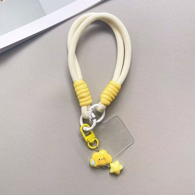 Κορδόνι για κινητό, unisex σχέδιο, πολυεστερικό σχοινί, πλαστικό κούμπωμα, σχέδιο με σύννεφα και αστέρια και χαμογελαστό μοτίβο