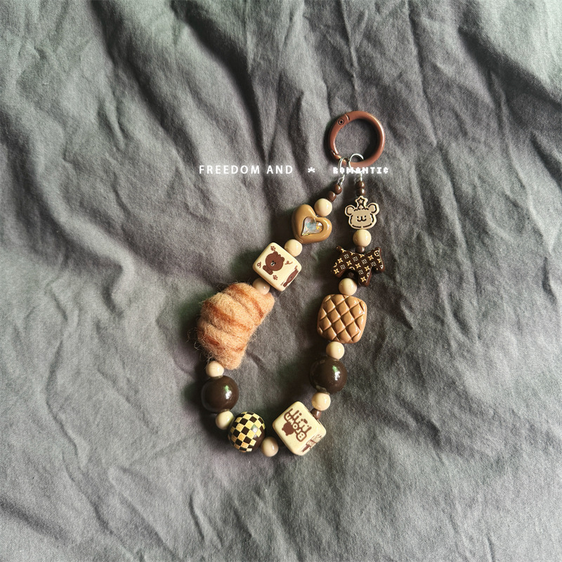 Zirui PVC telefonnyakpánt kézzel készített gyöngy karkötővel – uniszex, PVC zsinór, fém csat, testreszabható