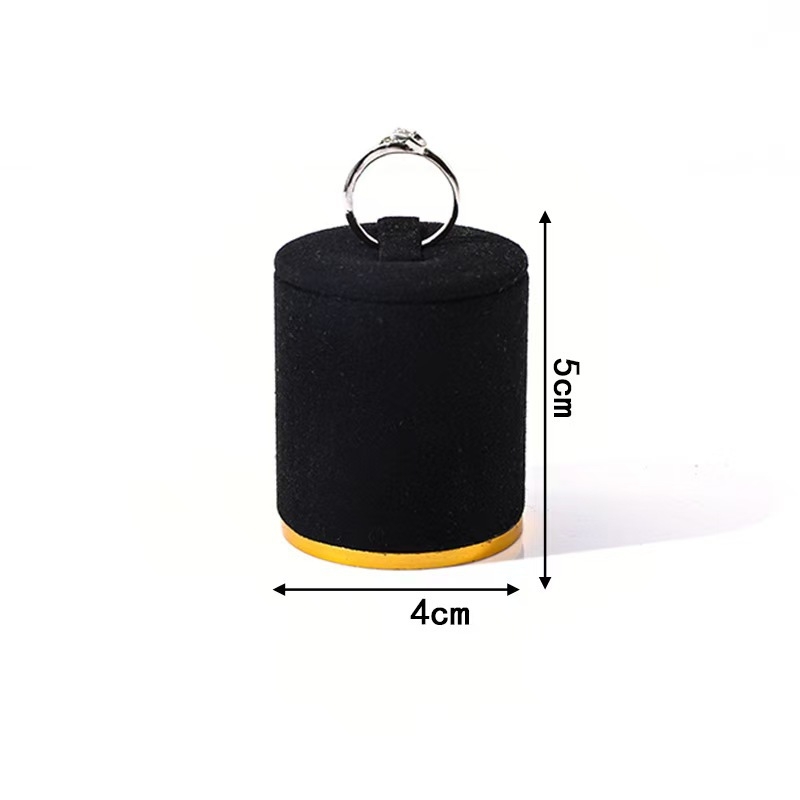 Цилиндрична стойка за бижута с PVC корпус и фланелова обвивка, висок клас, шевно сглобяване, едно ниво