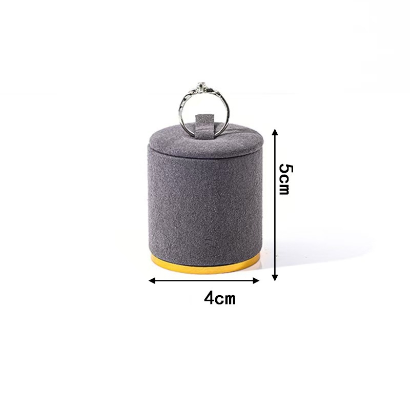 Цилиндрична стойка за бижута с PVC корпус и фланелова обвивка, висок клас, шевно сглобяване, едно ниво