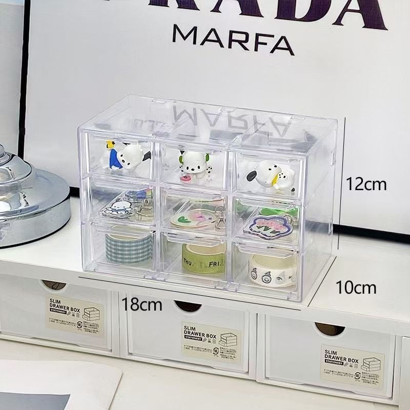 Органайзер за бижута и контактни лещи – прозрачен плот с чекмеджетен дизайн, PS материал, модерен стил, пуснат през 2023 г.