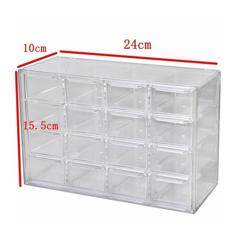 Органайзер за бижута и контактни лещи – прозрачен плот с чекмеджетен дизайн, PS материал, модерен стил, пуснат през 2023 г.