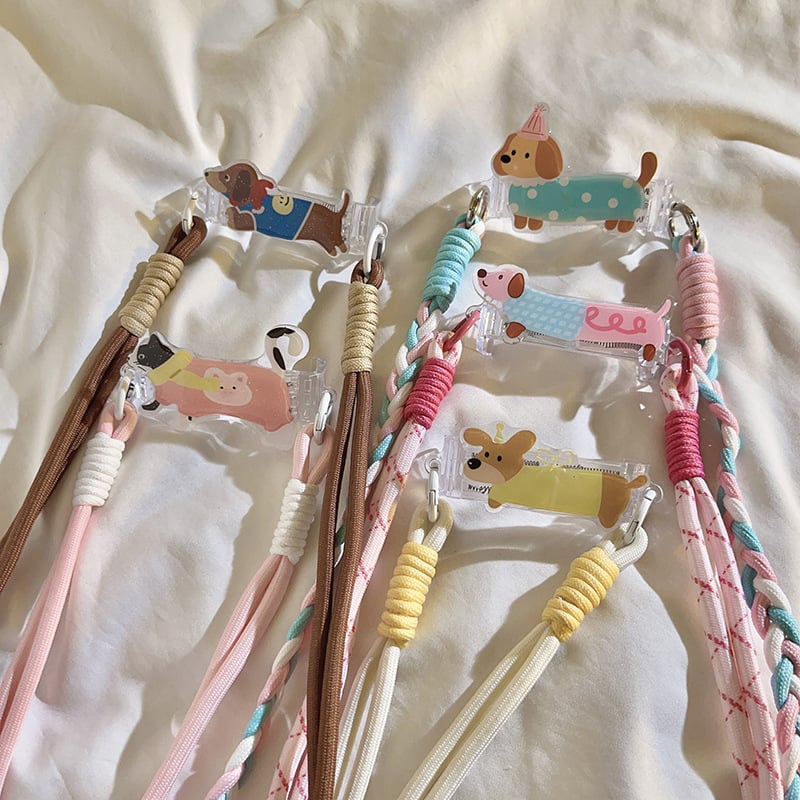 Lanyard pentru telefon cu clips cu porcușor desenat, șnur țesut crossbody (Material snur: Alt; Material cataramă: Plastic; Stil: Femei)