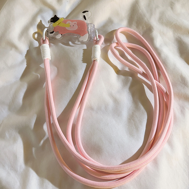 Lanyard pentru telefon cu clips cu porcușor desenat, șnur țesut crossbody (Material snur: Alt; Material cataramă: Plastic; Stil: Femei)
