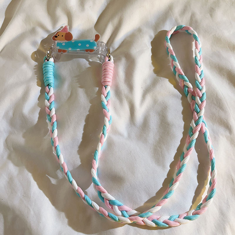 Lanyard pentru telefon cu clips cu porcușor desenat, șnur țesut crossbody (Material snur: Alt; Material cataramă: Plastic; Stil: Femei)