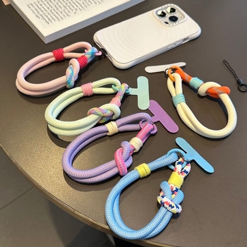 Lanyard pentru telefon cu inel dublu, corp din plastic, șnur din nailon, cataramă din metal, lucrat manual