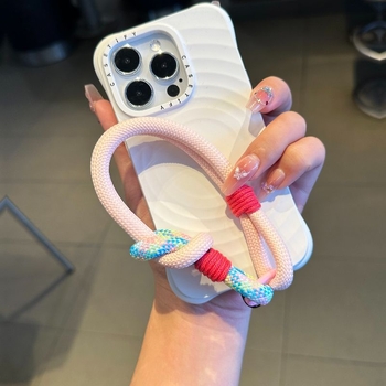Lanyard pentru telefon cu inel dublu, corp din plastic, șnur din nailon, cataramă din metal, lucrat manual