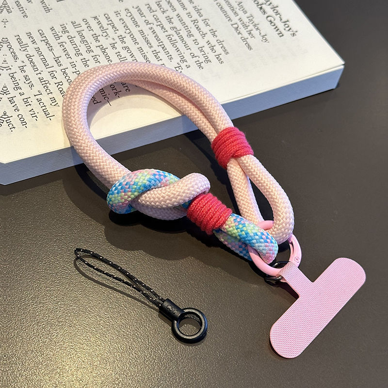 Lanyard pentru telefon cu inel dublu, corp din plastic, șnur din nailon, cataramă din metal, lucrat manual