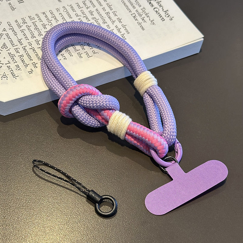 Lanyard pentru telefon cu inel dublu, corp din plastic, șnur din nailon, cataramă din metal, lucrat manual