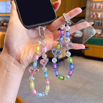 DIY szív alakú gyöngyös telefon-nyaklán – kulcstartó dísz, anyag: műanyag/gyanta, modell GLX-1-129, mintázat Kitty/Snoopy