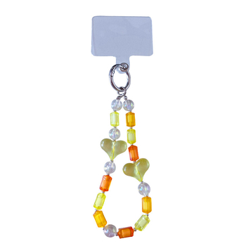 DIY szív alakú gyöngyös telefon-nyaklán – kulcstartó dísz, anyag: műanyag/gyanta, modell GLX-1-129, mintázat Kitty/Snoopy