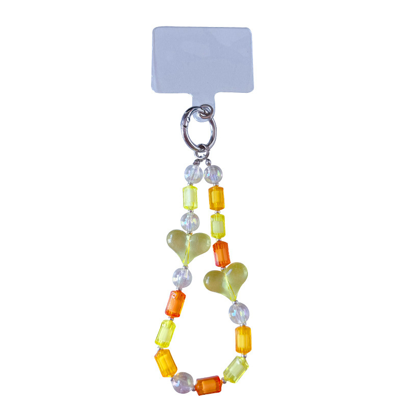 DIY szív alakú gyöngyös telefon-nyaklán – kulcstartó dísz, anyag: műanyag/gyanta, modell GLX-1-129, mintázat Kitty/Snoopy