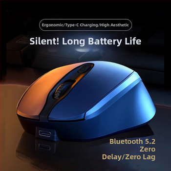 Безшумна безжична мишка с 4 бутона, 16000 DPI, двойен режим Bluetooth + 2,4G, презареждаема, ергономична