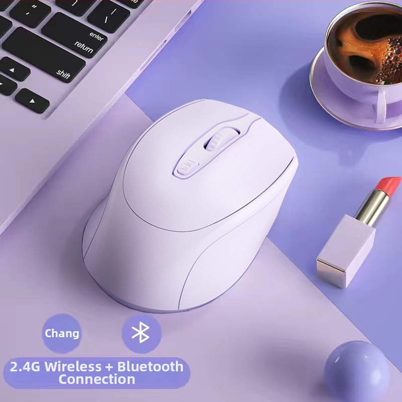 Безшумна безжична мишка с 4 бутона, 16000 DPI, двойен режим Bluetooth + 2,4G, презареждаема, ергономична