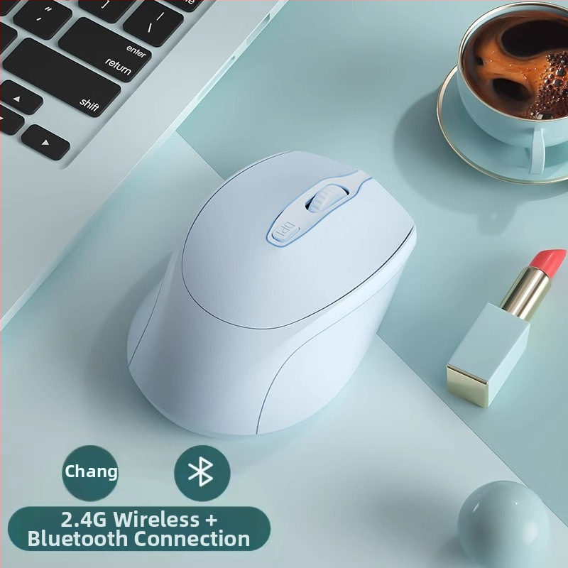 Безшумна безжична мишка с 4 бутона, 16000 DPI, двойен режим Bluetooth + 2,4G, презареждаема, ергономична