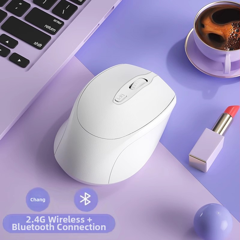 Безшумна безжична мишка с 4 бутона, 16000 DPI, двойен режим Bluetooth + 2,4G, презареждаема, ергономична