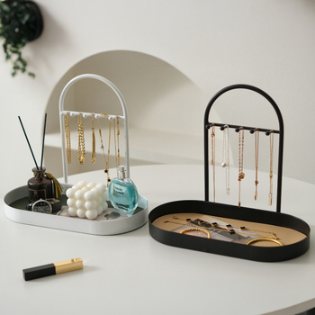 Държач за бижута за бюро — многофункционална железна елипсовидна поставка за аксесоари, прост и модерен дизайн