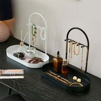 Държач за бижута за бюро — многофункционална железна елипсовидна поставка за аксесоари, прост и модерен дизайн