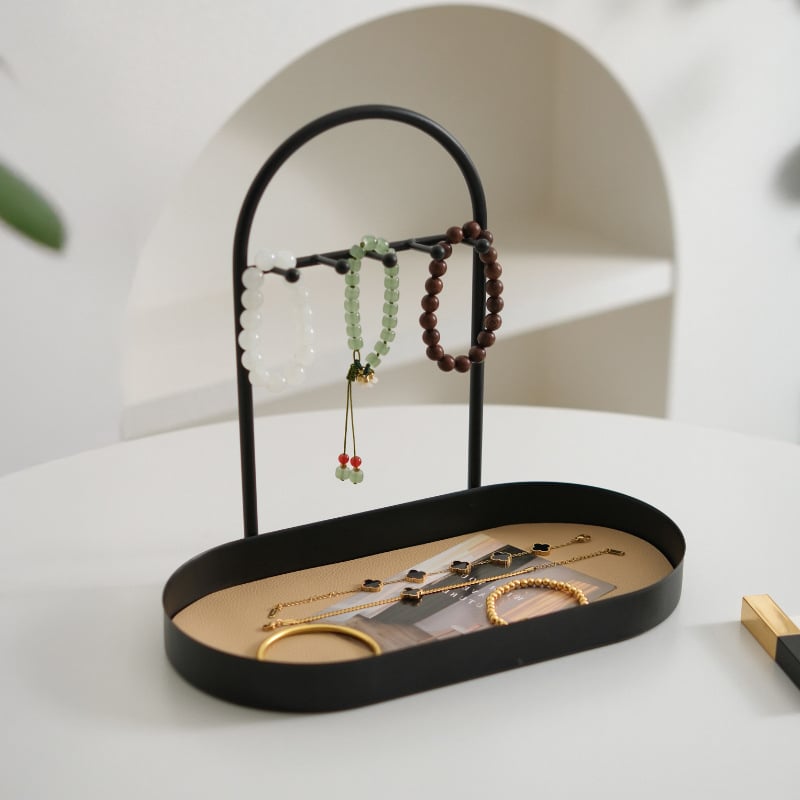 Държач за бижута за бюро — многофункционална железна елипсовидна поставка за аксесоари, прост и модерен дизайн