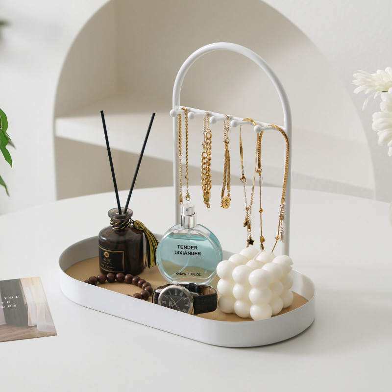 Държач за бижута за бюро — многофункционална железна елипсовидна поставка за аксесоари, прост и модерен дизайн