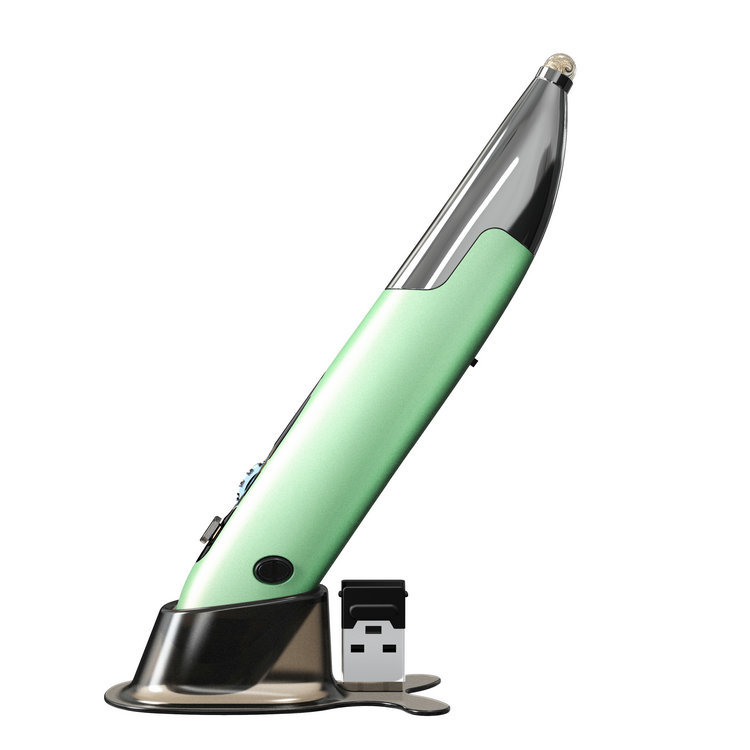 Безжична зареждаща гейминг мишка с писалков дизайн и тъчскрийн повърхност, 1600 DPI, Bluetooth и 2.4 GHz, 4 клавиша