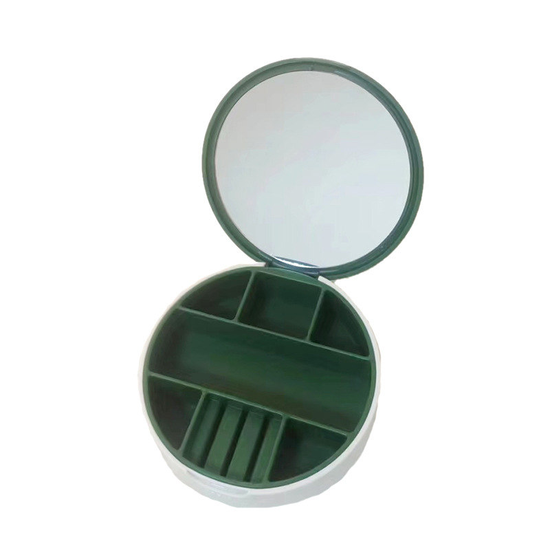 Кръгла огледална кутия за бижута за пътуване с вътрешни отделения, преносима настолна кутия за бижута, прахо- и влагоустойчива, антиоксидантна защита, модел CY1009, тегло 110 g