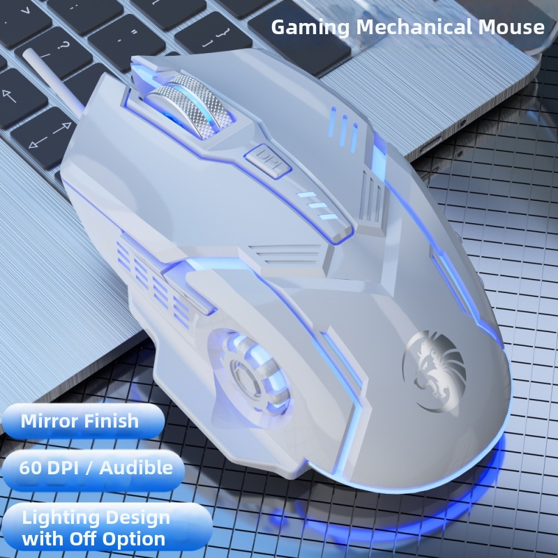 Vadu spēļu pele, klusa, mehāniska, izgaismota, USB