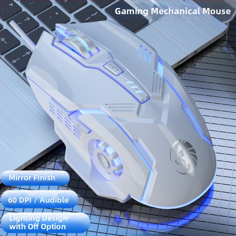 Гейминг мишка с кабел, безшумна, механична, осветена, USB