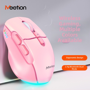 Meetion Mouse de birou fără fir cu 3 moduri, ergonomic, Bluetooth și 2.4G, 7 butoane, DPI 800/1200/1600/2400, Model BTM001