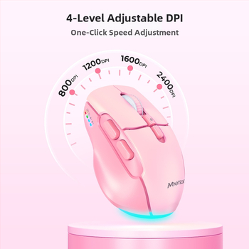 Meetion Mouse de birou fără fir cu 3 moduri, ergonomic, Bluetooth și 2.4G, 7 butoane, DPI 800/1200/1600/2400, Model BTM001